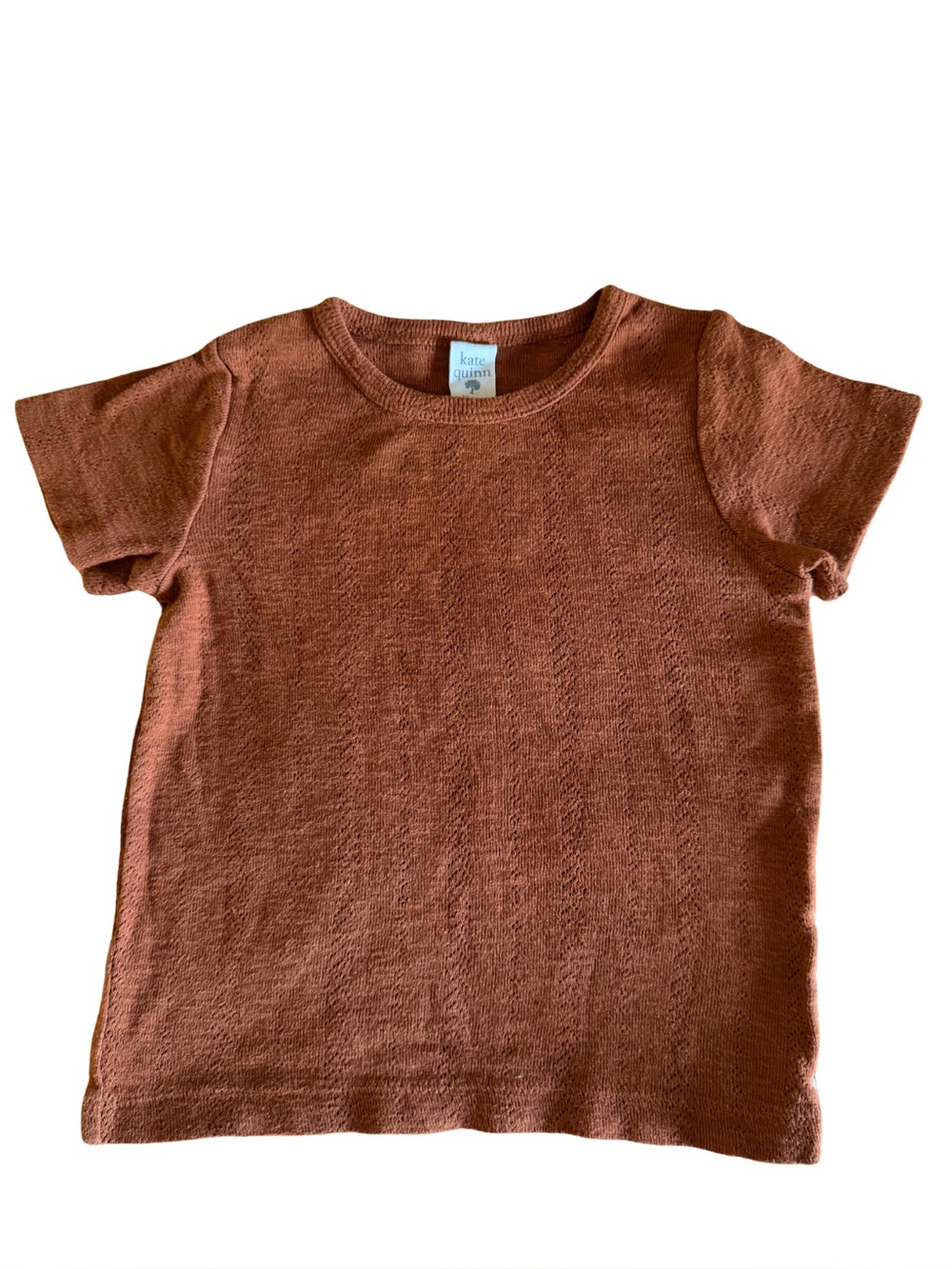 kate quinn - Organic Pointelle SS Tee Terracotta Burnt Orange 18-24M